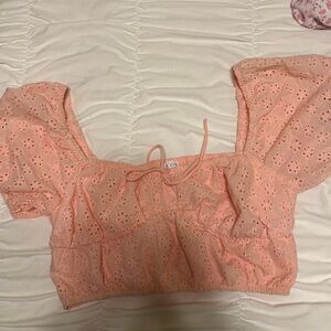 Peach Eyelet Women's Top
